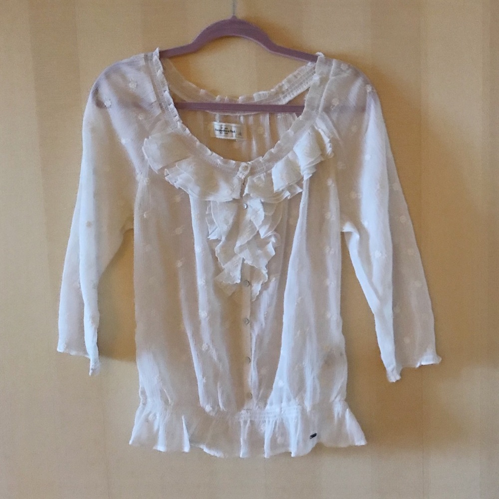 ABERCROMBIE & FITCH White Ruffle Blouse